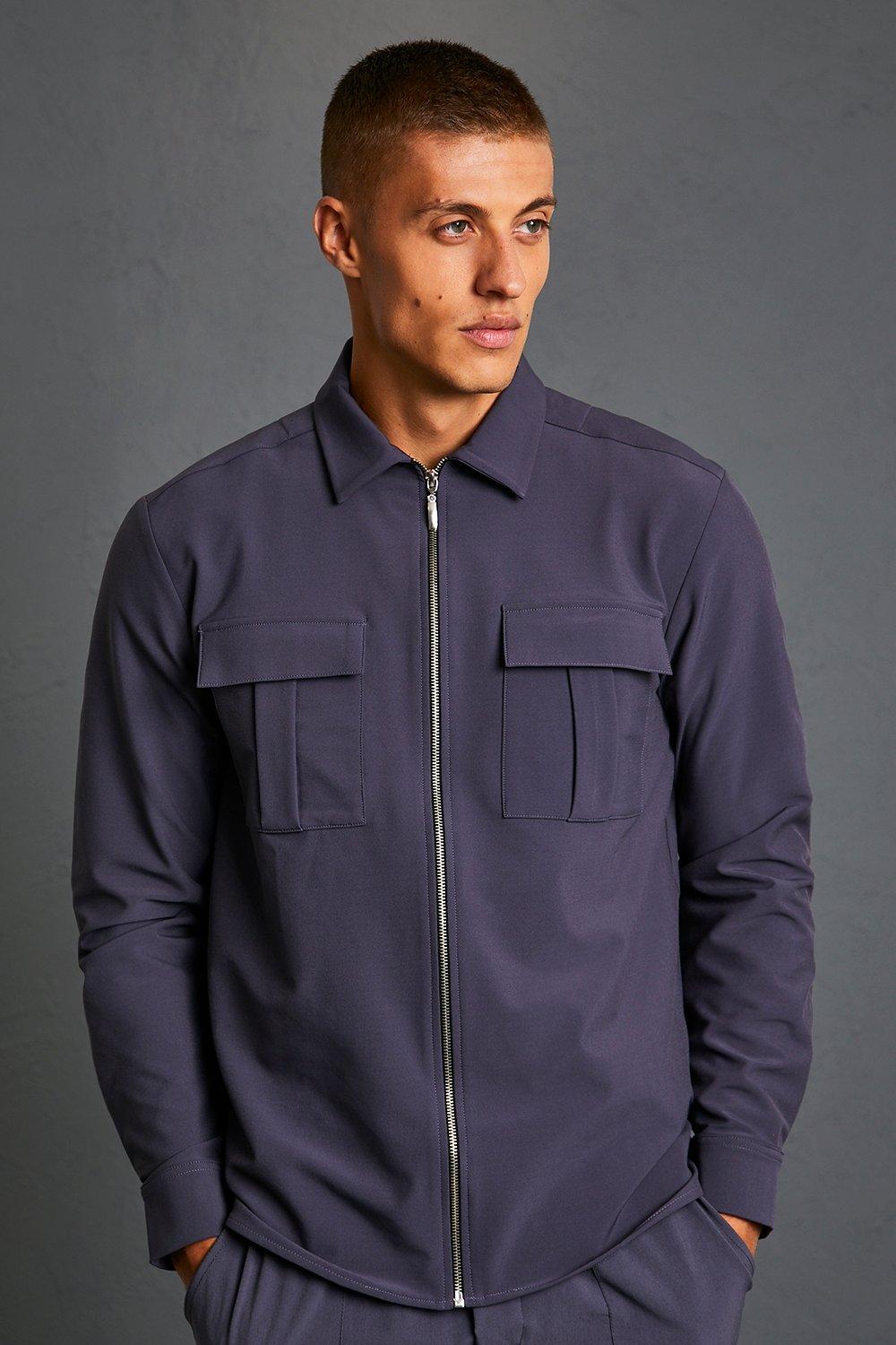 Mens on sale overshirt zip